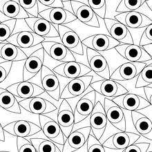 Black White Seamless Pattern With Eyes