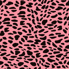 Wall Mural - abstract animal seamless pattern, black spots on pink