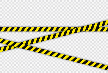 Creative Police line black and yellow stripe border. Concept of barricade, danger and crime. Construction sign. Vector illustration on the transparent background.