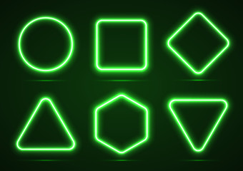 collection of geometric shapes. neon line. the shape is square, round, triangular, quadrangular and 