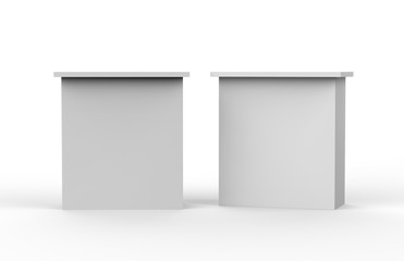 Wall Mural - White blank advertising POS POI PVC Promotion straight pop up counter booth, Retail Trade Stand, Mock Up Template on the Isolated white background, 3D illustration