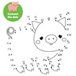 Connect the dots by numbers. Educational game for children and kids. Animals theme, cartoon pig