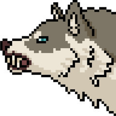 Wall Mural - vector pixel art wolf angry