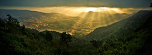 Amazing Beautiful Sunrise View Of Mountain Landscape At Phu Rua National Park, Loei, Thailand