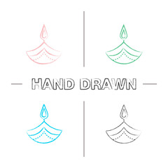 Wall Mural - Diya hand drawn icons set