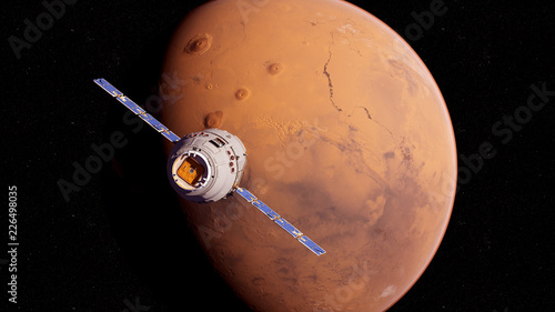 Cuadros en Lienzo 3d rendered medically accurate illustration of a satelite infront of mars