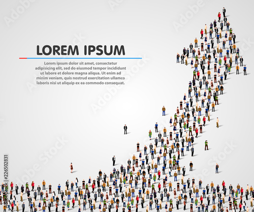 Large group of people in the shape of an arrow Tableau sur Toile