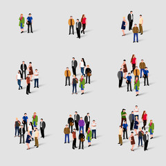 Wall Mural - Different groups of people. Social network comminacation. Grows subbscribers audience. Population concept. Vector illustration.