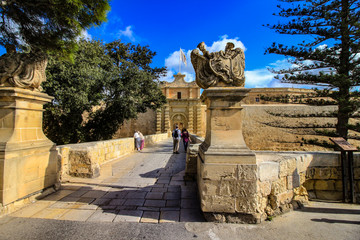 The Main Gate to the Baroque city of Mdina, Malta