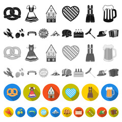 Poster - October festival in Munich flat icons in set collection for design.Tradition and fun vector symbol stock web illustration.