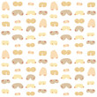 Seamless background with different types of women's breasts. Repeateble humorous pattern. Flat illustration