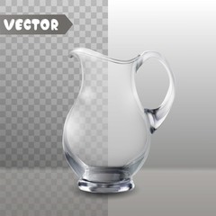 Wall Mural - Glass jug on white and transparent background isolated vector illustration