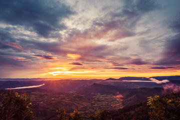 Sticker - Aerial view, landscape from the top of mountain