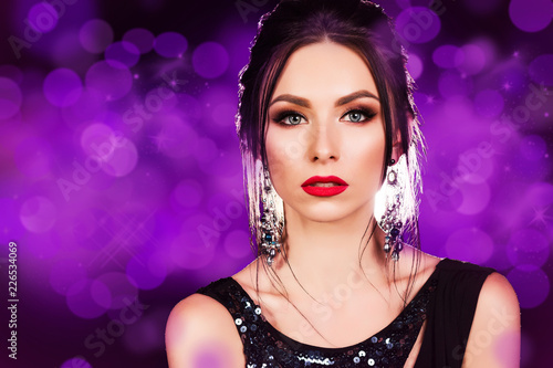 Portrait Of A Luxurious Lady With Professional Make Up In Retro