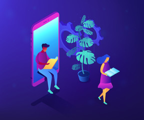 Wall Mural - online education concept vector isometric illustration.
