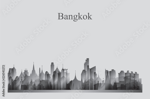 Photo Bangkok city skyline silhouette in grayscale