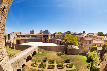 Wall Mural - Barbican in front of chateau Comtal at Carcassonne