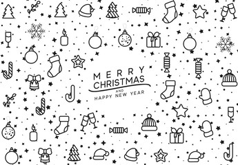 Wall Mural - Merry Christmas and Happy New Year. Xmas holiday background greeting card.