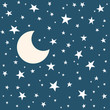 © Gi - Starry sky with moon flat design background