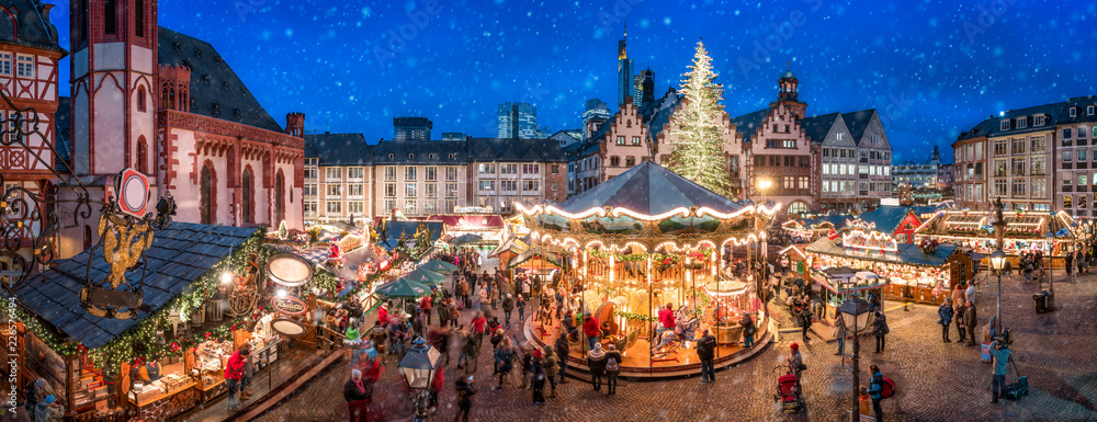 Weihnachtsmarkt auf dem Frankfurter Römer, Frankfurt am Main, Hessen, Deutschland - obrazy, fototapety, plakaty 