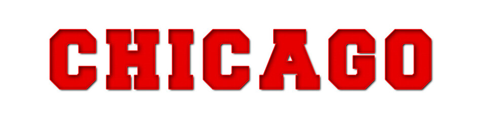 Wall Mural - Chicago - red text written on white background