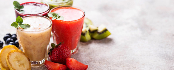 Assortment of various healthy smoothies