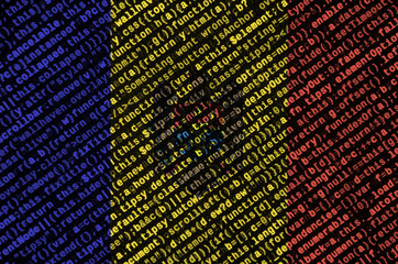 Moldova flag  is depicted on the screen with the program code. The concept of modern technology and site development
