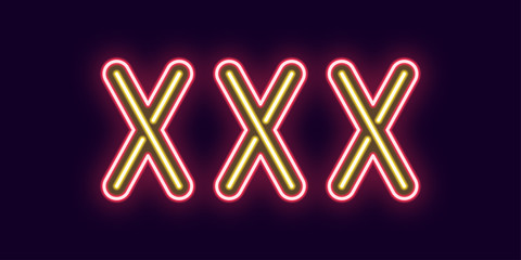 Wall Mural - Neon inscription of XXX. Vector illustration