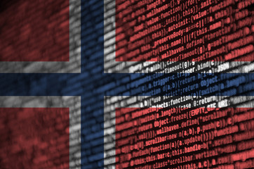 norway flag is depicted on the screen with the program code. the concept of modern technology and si