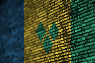 saint vincent and the grenadines flag is depicted on the screen with the program code. the concept o