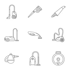 Wall Mural - Professional vacuum cleaner icon set. Outline set of 9 professional vacuum cleaner vector icons for web design isolated on white background