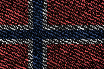 Norway flag  is depicted on the screen with the program code. The concept of modern technology and site development