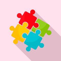 Canvas Print - Teamwork solution puzzle icon. Flat illustration of teamwork solution puzzle vector icon for web design