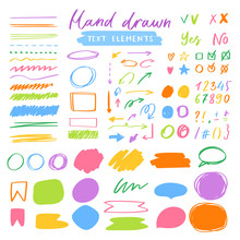 Highlighter Markers Vector Highlighting With Hand Drawing Elements Or Numbers To Select And Highlight Text Illustration Set Of Marked Lines And Arrows Isolated On White Background