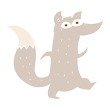 Fototapeta Dinusie - flat color illustration of a cartoon cute wolf
