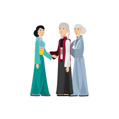 Sticker - group of women chinese avatar character