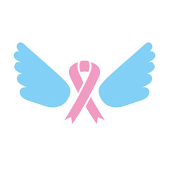 Poster - pink ribbon with wings breast cancer