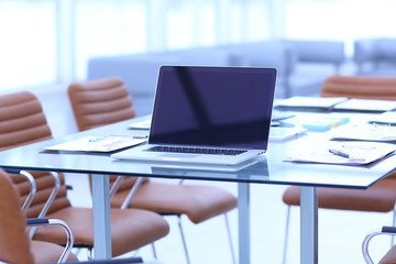 open laptop on the Desk of a businessman