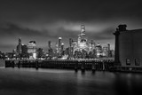 Fototapeta Mosty linowy / wiszący - Manhattan midtown skyline at twilight over Hudson river , New York City