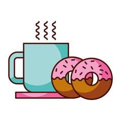 Canvas Print - donuts and coffee cup food dessert bakery