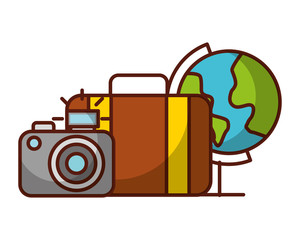 Wall Mural - world suitcase and camera travel vacations