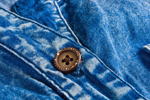 Blue Washed Faded Jeans Texture With Seams, Clasps, Buttons And Rivets