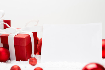 Blank christmas holidays greeting card on a white background