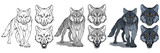 Fototapeta  - wolf, isolated on white background, colour illustration, suitable as logo or team mascot, dangerous forest predator, wolf's head, wild animal, gray wolf in full growth, vector graphics to design