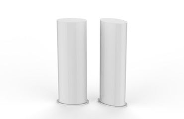 Wall Mural - Curved PVC totem poster light advertising display stand, mock up template on isolated white background, 3d illustration
