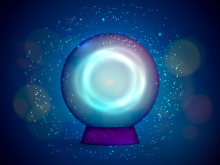 Canvas Print - magic ball with sparkles on blue background. vector illustration