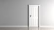 © Salih - Gray empty wall and closed white door mock up.3D illustration.