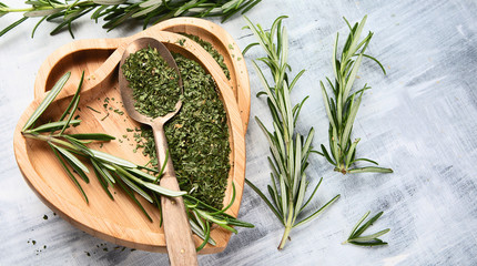 Dried rosemary with fresh rosemary twigs