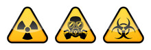 Radiation Warning Sign, Biohazard Warning Sign, Gas Mask Warning Sign