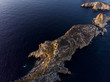 Luftaufnahme, Islas Malgrats ind er Dämmerung, Santa Ponca, Region Calvia, hinten Serra de Tramuntana, Mallorca, Balearen, Spanien
